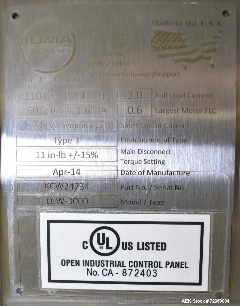 Used Loma LCW-3000 Belt Checkweigher with Reject. Up to 6.6 lbs capacity.